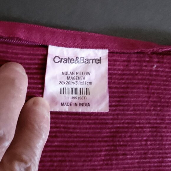 Crate & Barrel Magenta Textured Pillow Cover, 20 x 20 - Picture 4 of 4